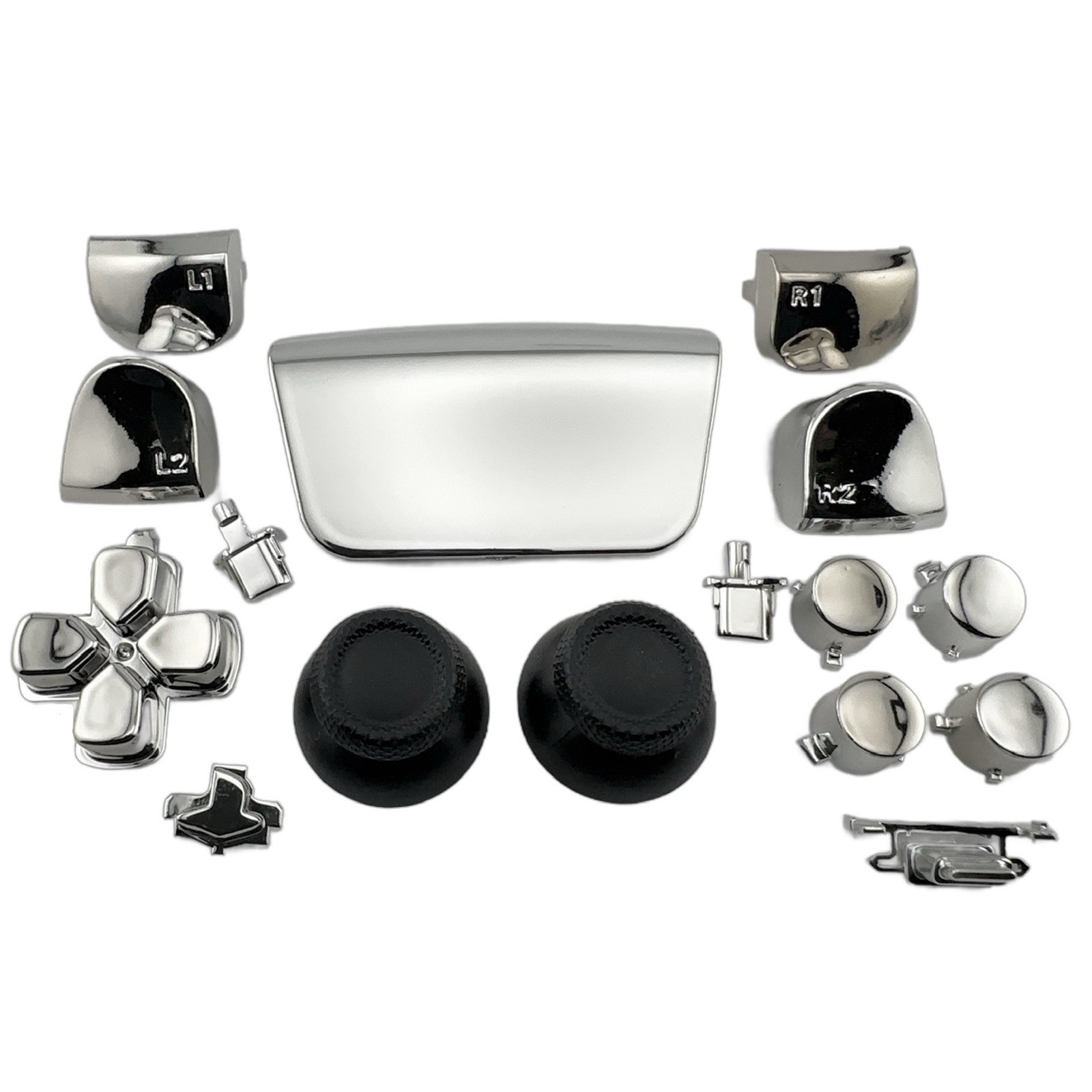 Chrome Silver Controller Button Set Thumbstick Cover Triggers For PS5 V1 BDM-010