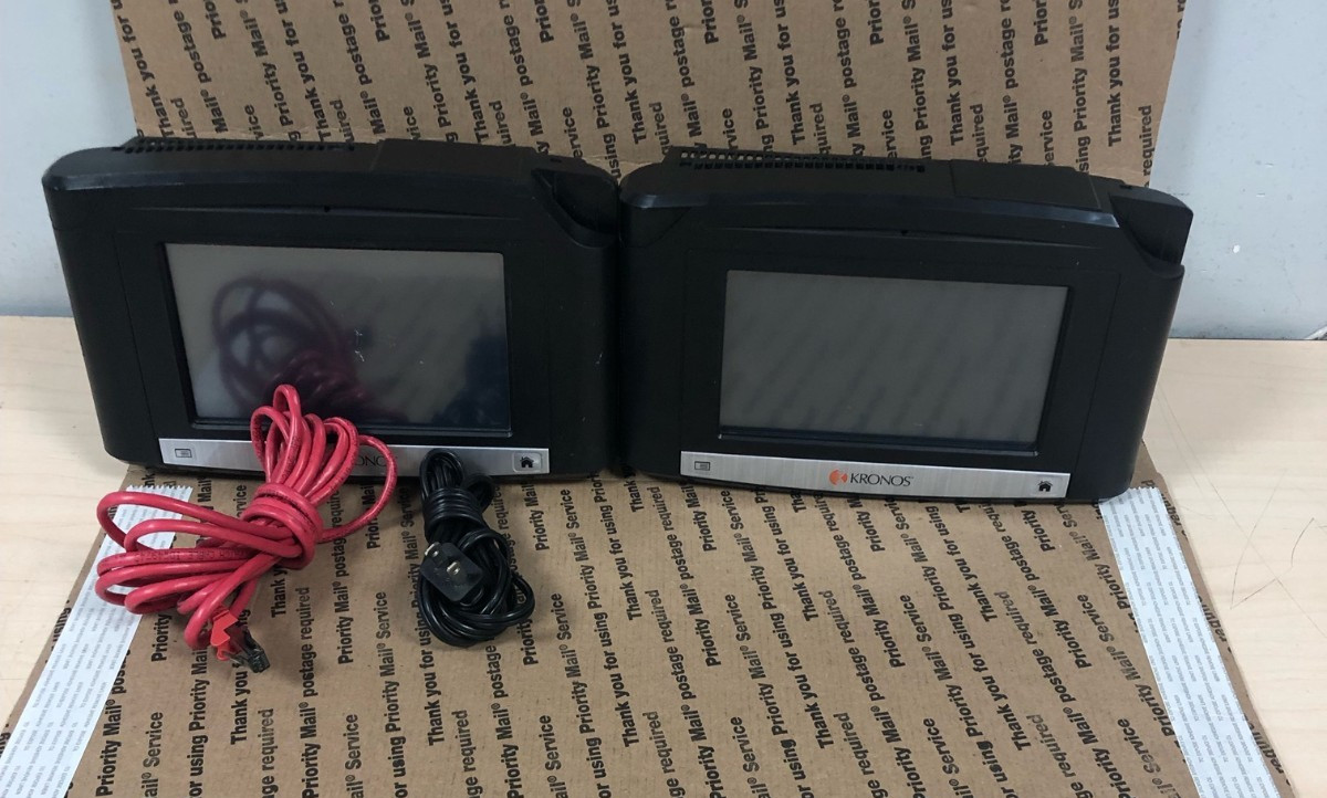 LOT OF 2 (PARTS!) KRONOS InTouch 9100 & 9000 Time Clock (TESTED TO POWER ON)