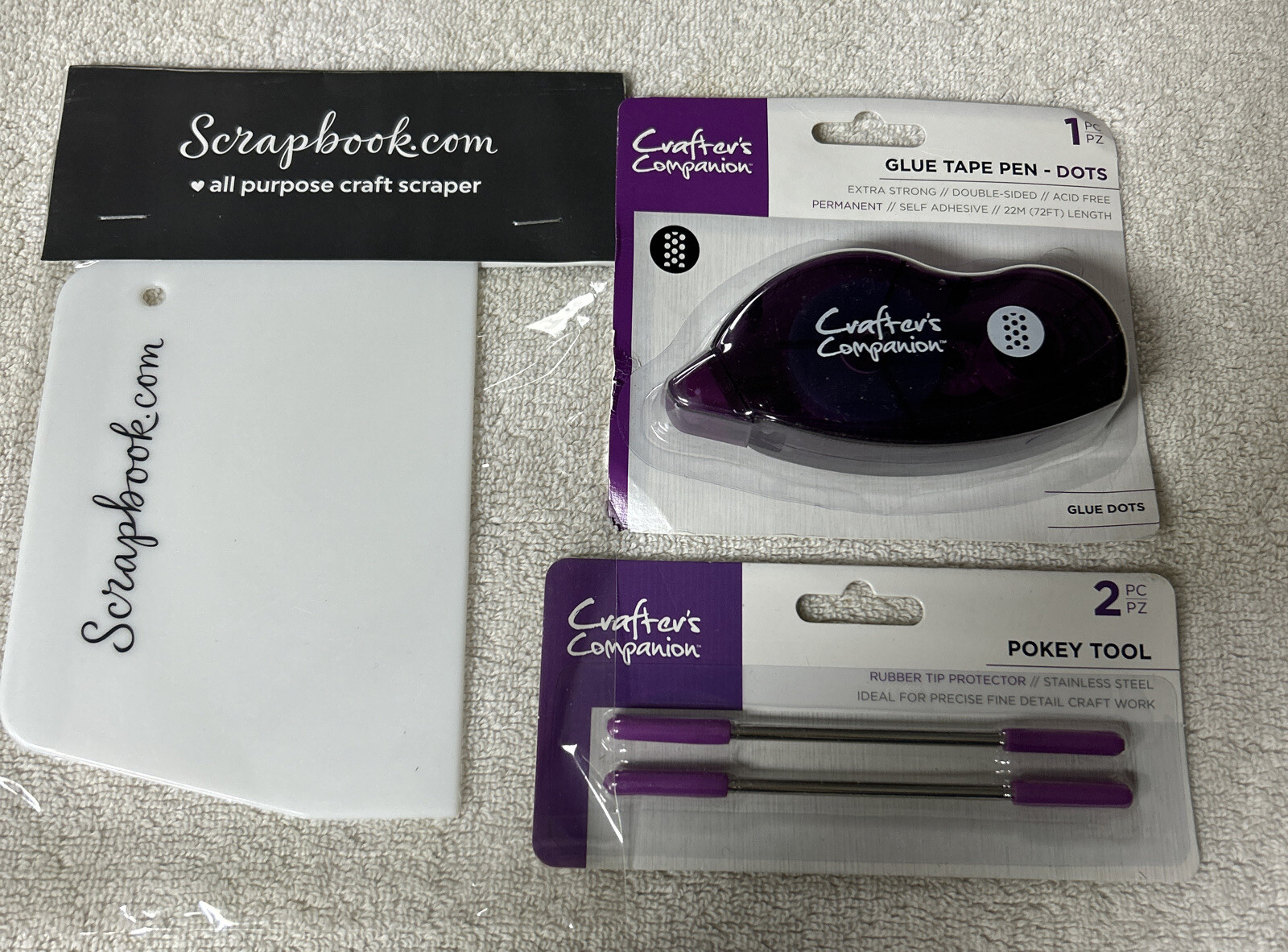 Crafter's Companion Pokey Tool 2 pc Pack  Glue Tape Pen & A Craft Scraper Lot