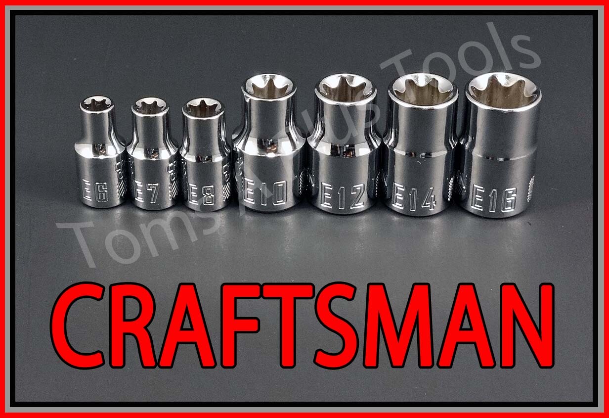 CRAFTSMAN TOOLS 7pc 1/4 3/8 EXTERNAL ETorx / Star bit ratchet wrench socket set