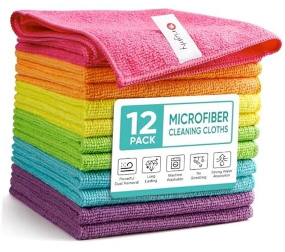 Microfiber Cleaning Cloth Microfiber Towels for Cars, Pack of 12 Multicolor