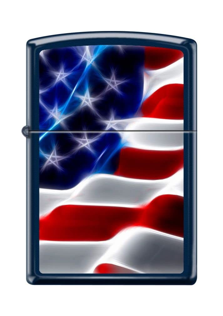 Zippo Lighter- Abstract American USA Flag Navy Matte Windproof Lighter #Z5197