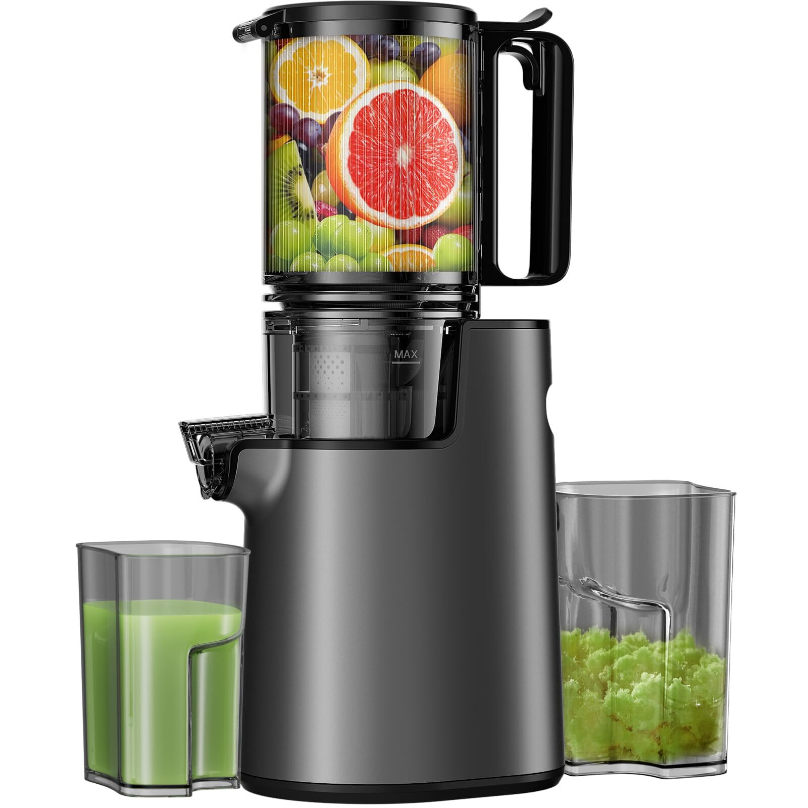 Cold Press Juicer, Masticating Juicer with 5.4" Wide Feed Chute, 350w Slow Juice