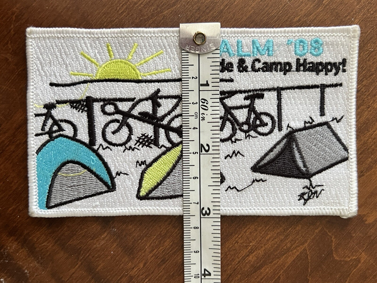 PALM '08 Patch - Ride & Camp Happy! Cycling Biking Camping