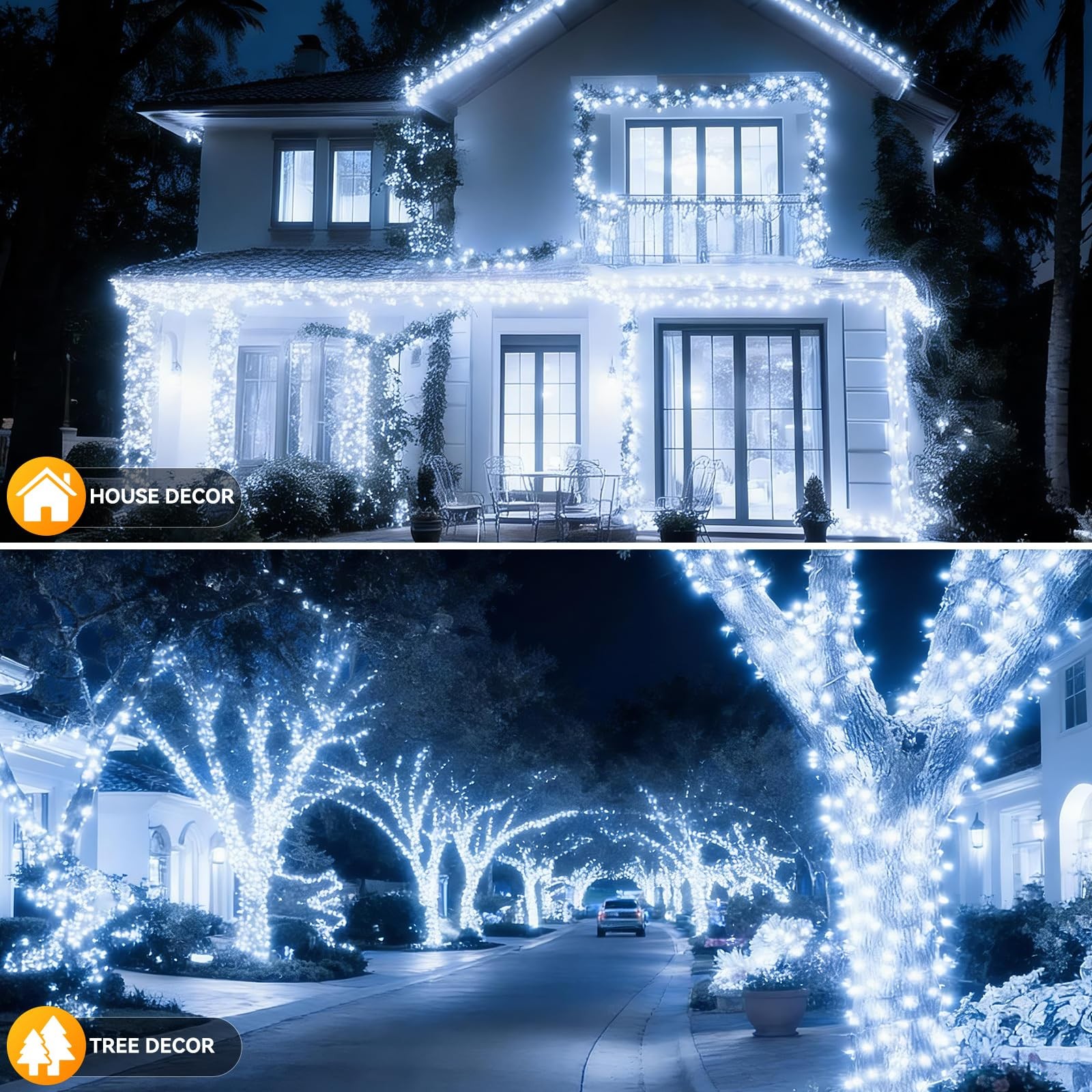Solar String Lights Outdoor Waterproof 2 Pack Total 66ft 200LED 8 Modes Twink...