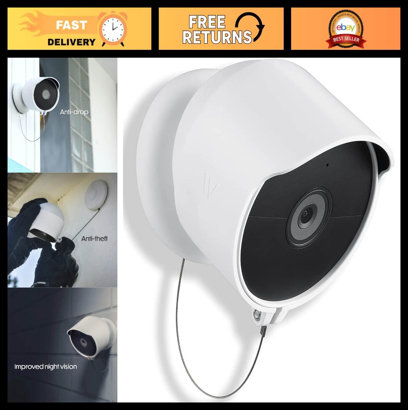 Anti-Theft Mount for Google Nest Cam Outdoor/Indoor - Secure Battery Holder
