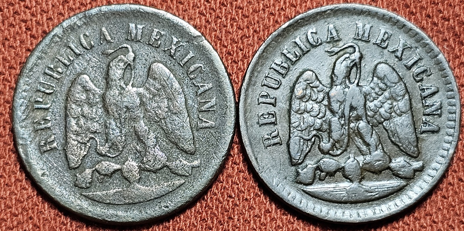 1896 1889 Mexico UN Centavo Copper Coins
