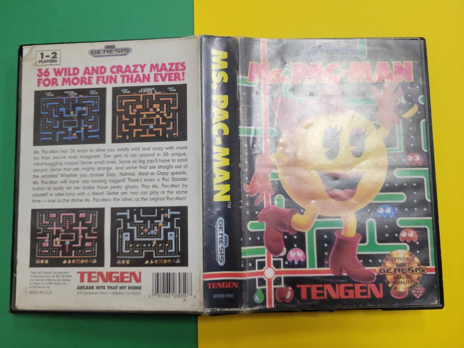 Vintage Sega Genesis Ms. Pac-Man Case, NO GAME