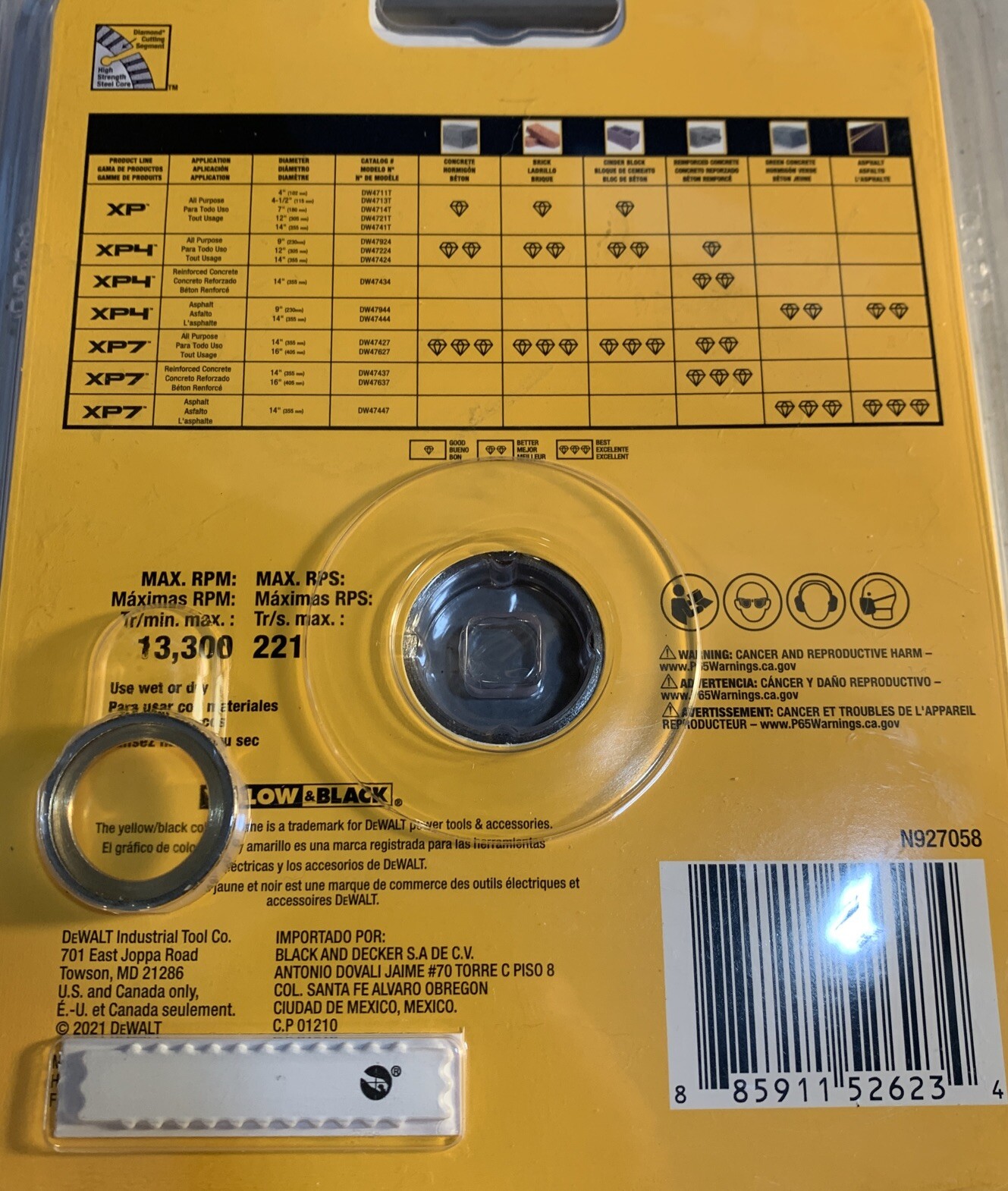 Dewalt DW4713T Diamond Saw Blade Wet / Dry Cutting Segmented 4.5"