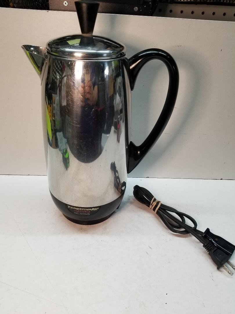 Vintage Faberware Stainless Model 142 Superfast 12 Cup Percolator Coffee Pot