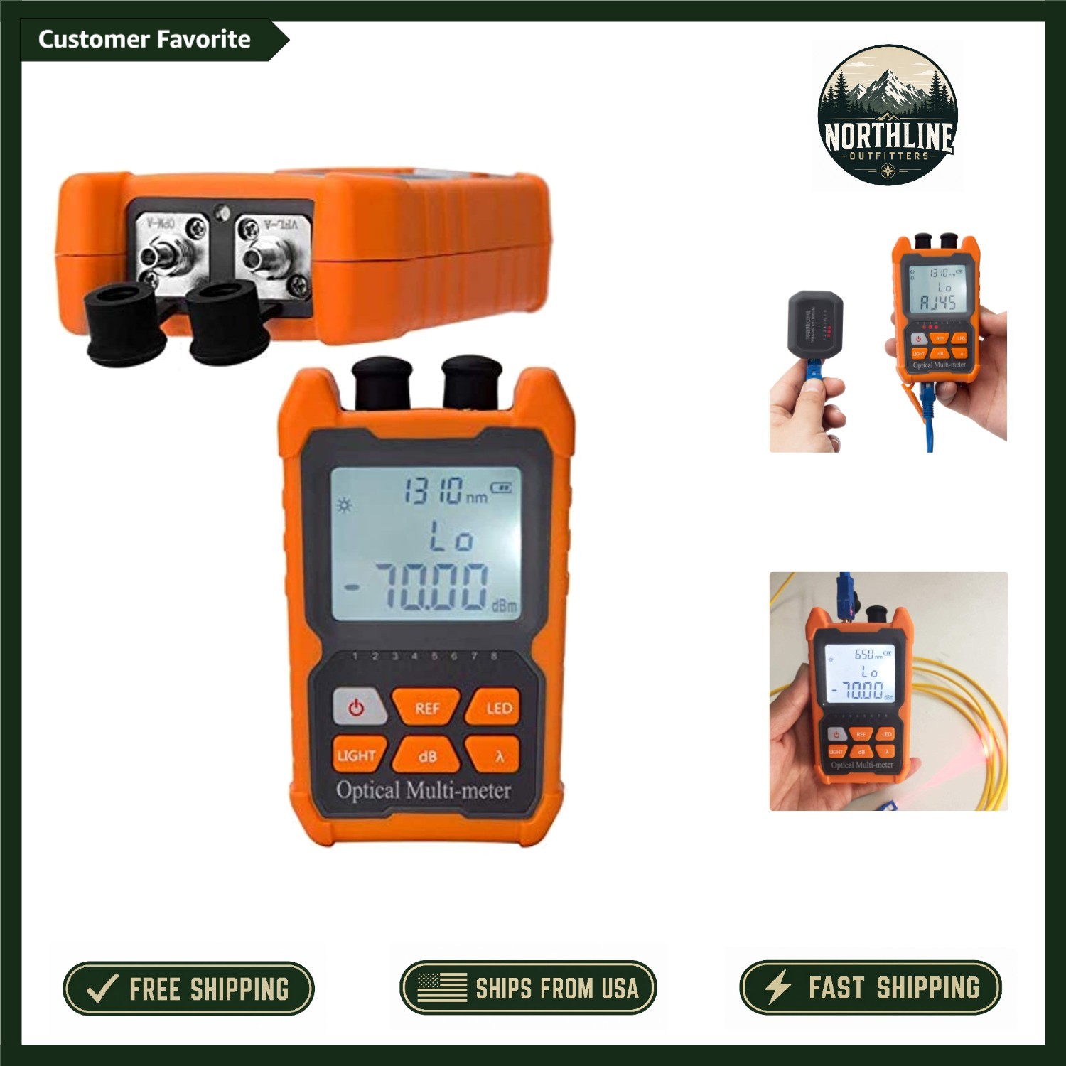 Portable Fiber Optic Power Meter with VFL & RJ45 Functions - Compact & Versatile