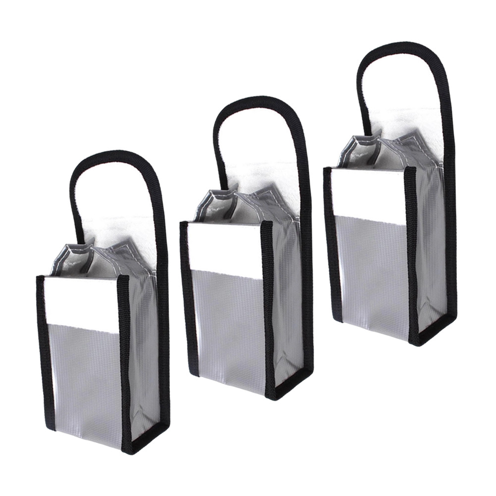 Fireproof Explosion Proof Bag Set 3pcs 140x90x55mm Flame Retardant for Drones