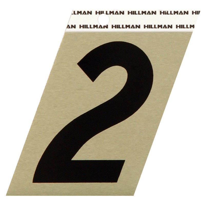 Hillman 3 in. Reflective Black Vinyl Self-Adhesive Number 2 (3-pack)