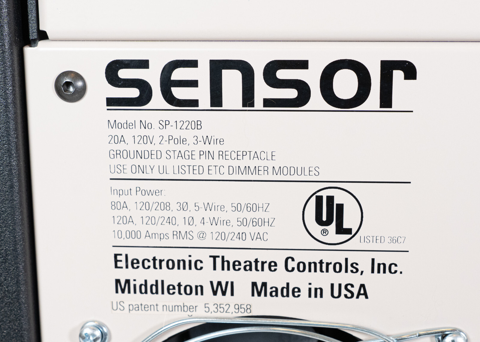 ETC SP 1220B Sensor Rack w/ 6 D20AF Dimmer Modules *No Electronic Control Module