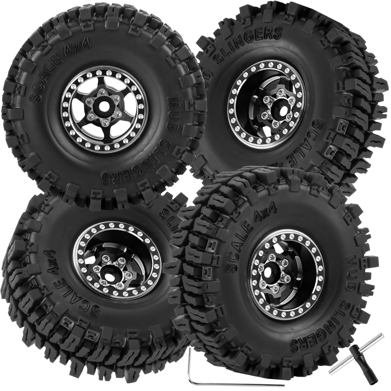RC 1.0 Beadlock Truck Tires for 1/18 1/24 Trx4m SCX24 RC Crawler,RC Wheels Ti...