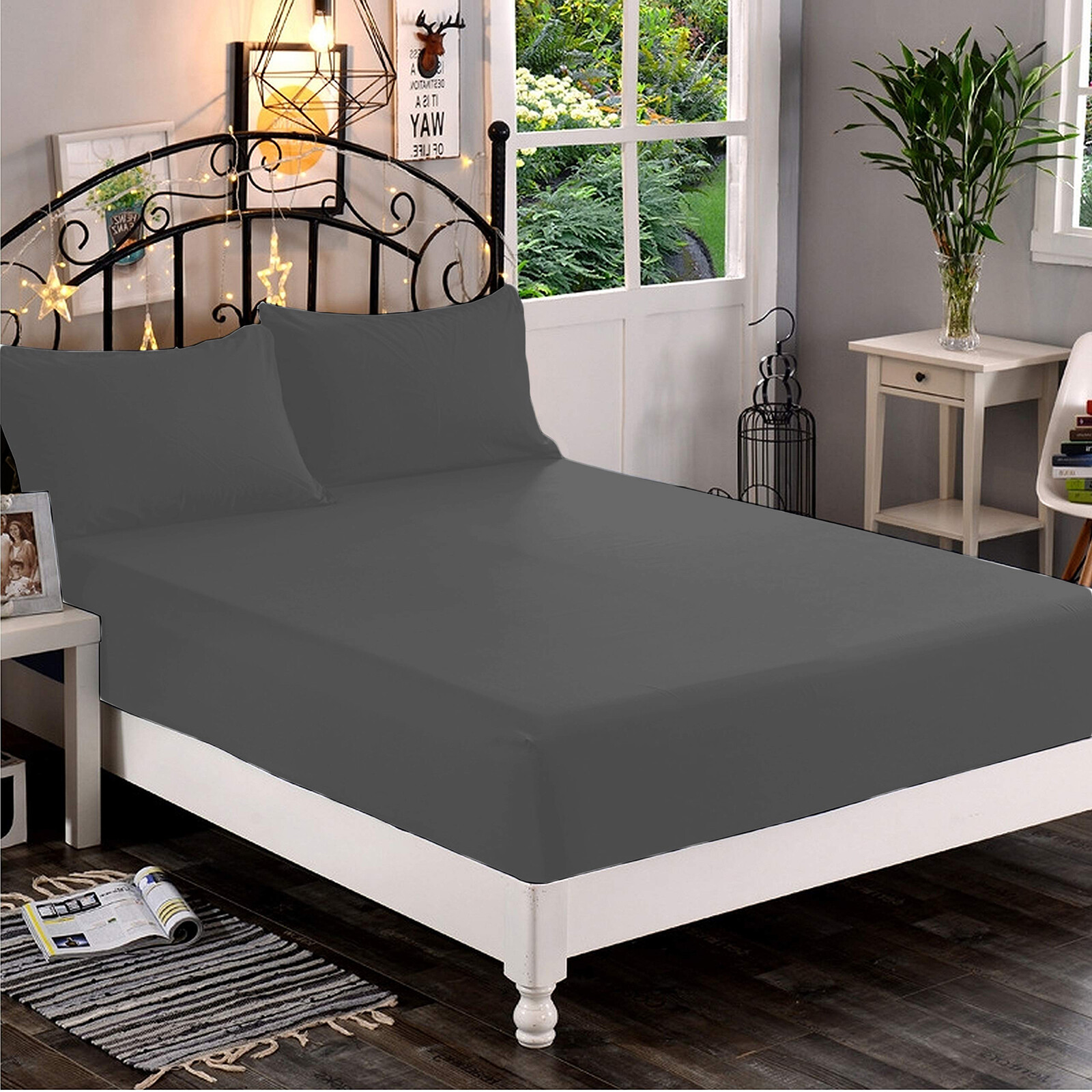 Bedding Collection 1000 TC OR 1200 TC Egyptian Cotton Gray Solid All Item