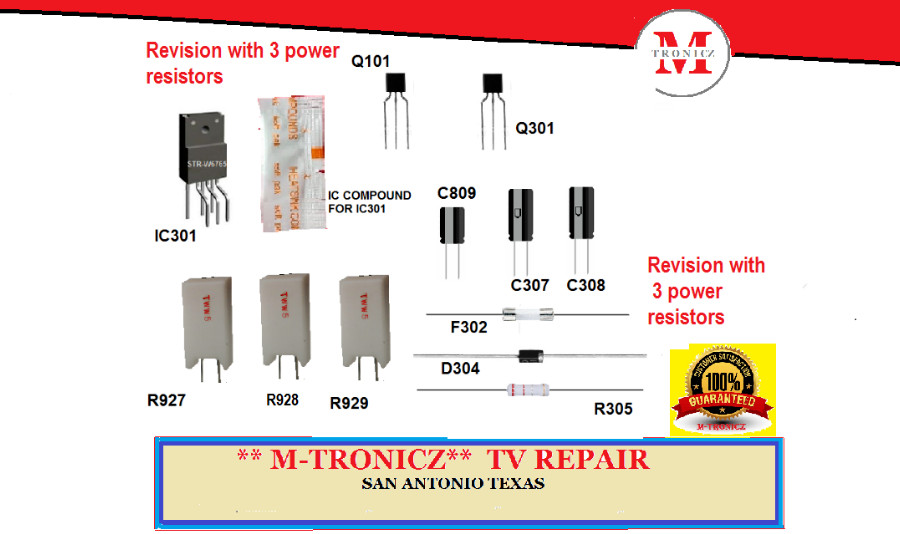 KIT FOR ZENITH Z50PJ240  LG 50PJ650  CLICKING ON /OFF  Revision WITH 3 RESISTORS