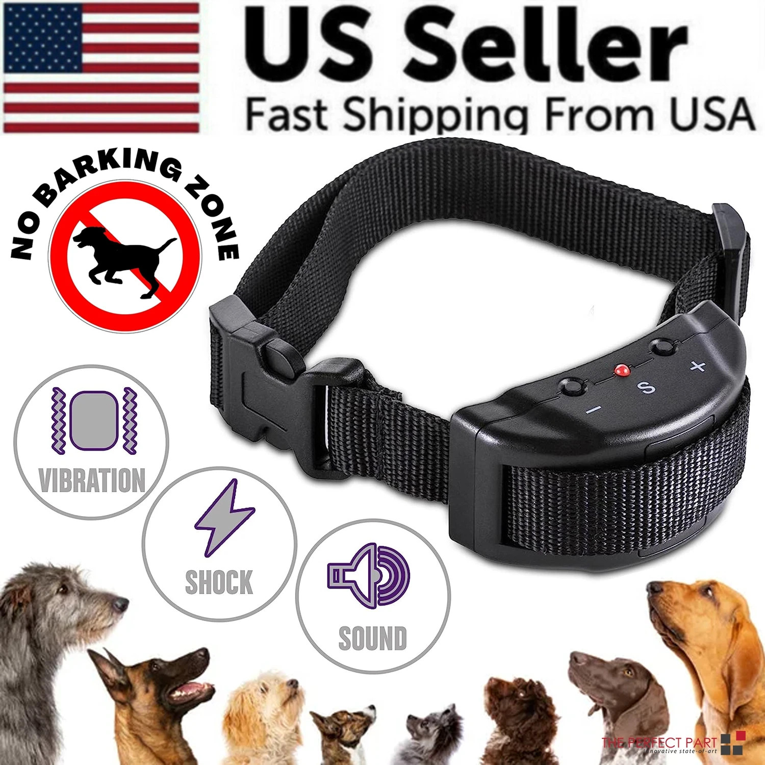 Automatic Anti Bark Barking Dog Shock Control Collar Device Large Medium S