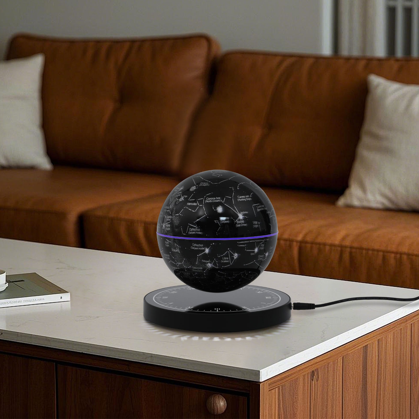 Illuminated Magnetic Levitating Globe w LED Floating Globe Auto-Rotating Globe