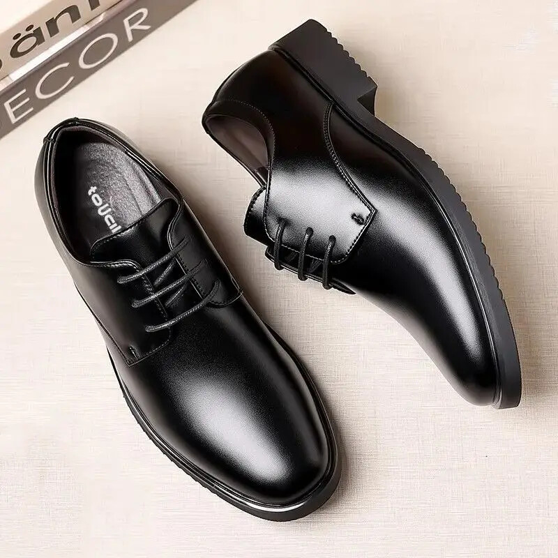 Leather Shoes Men Dress Black Formal Square Toe Man Shoe Business