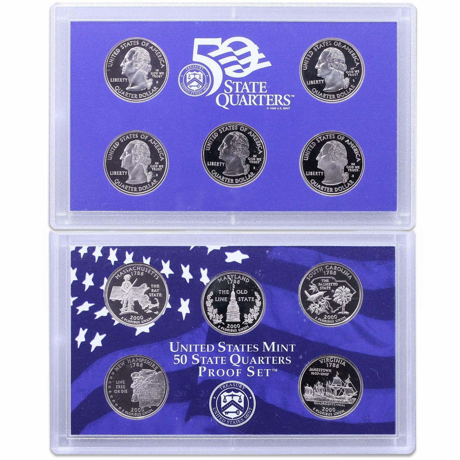 2000 S Proof Set Original Box & COA 10 Coins CN-Clad