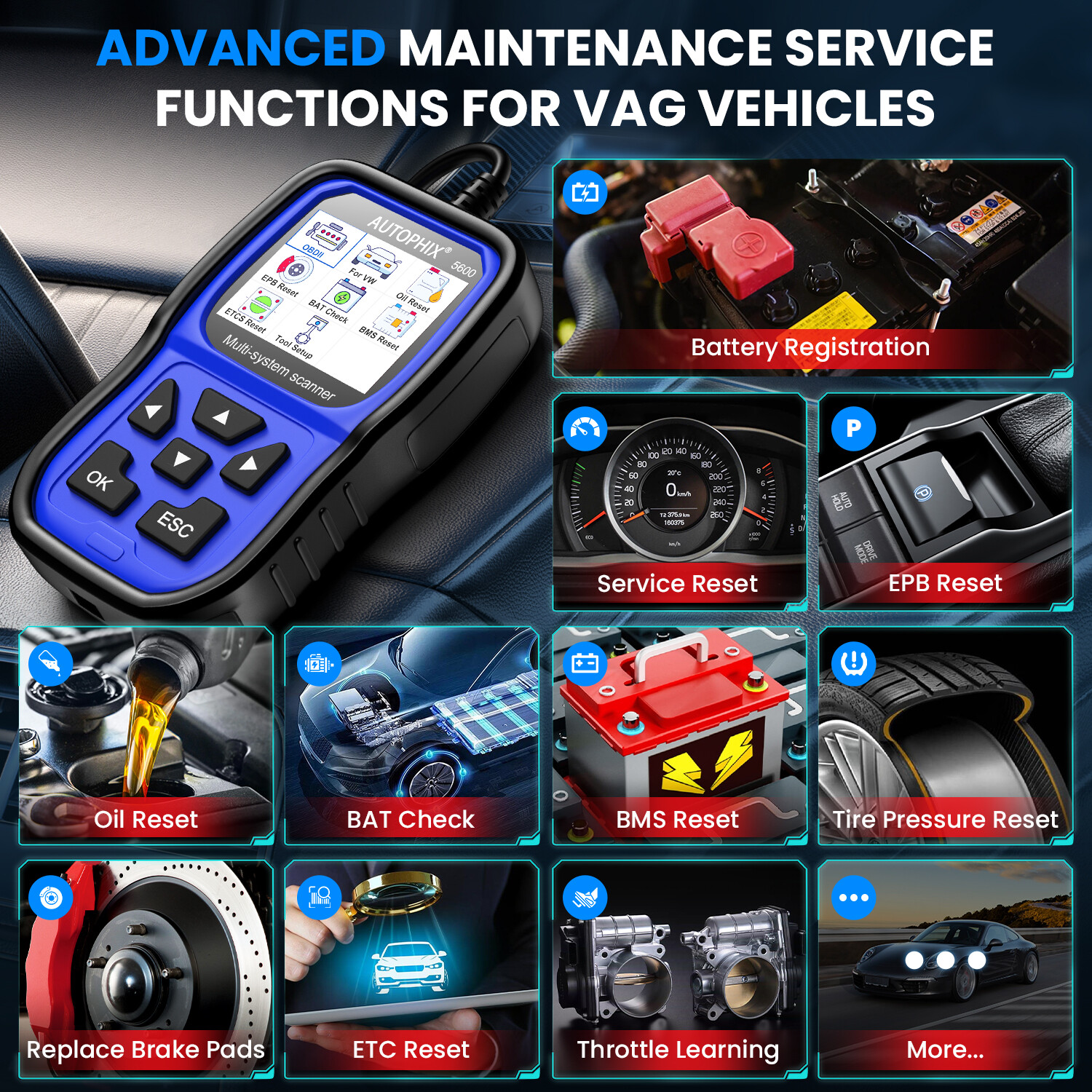 AUTOPHIX 5600 Full Systems Diagnostic for VW Skoda Seat OBD2 Scanner Code Reader