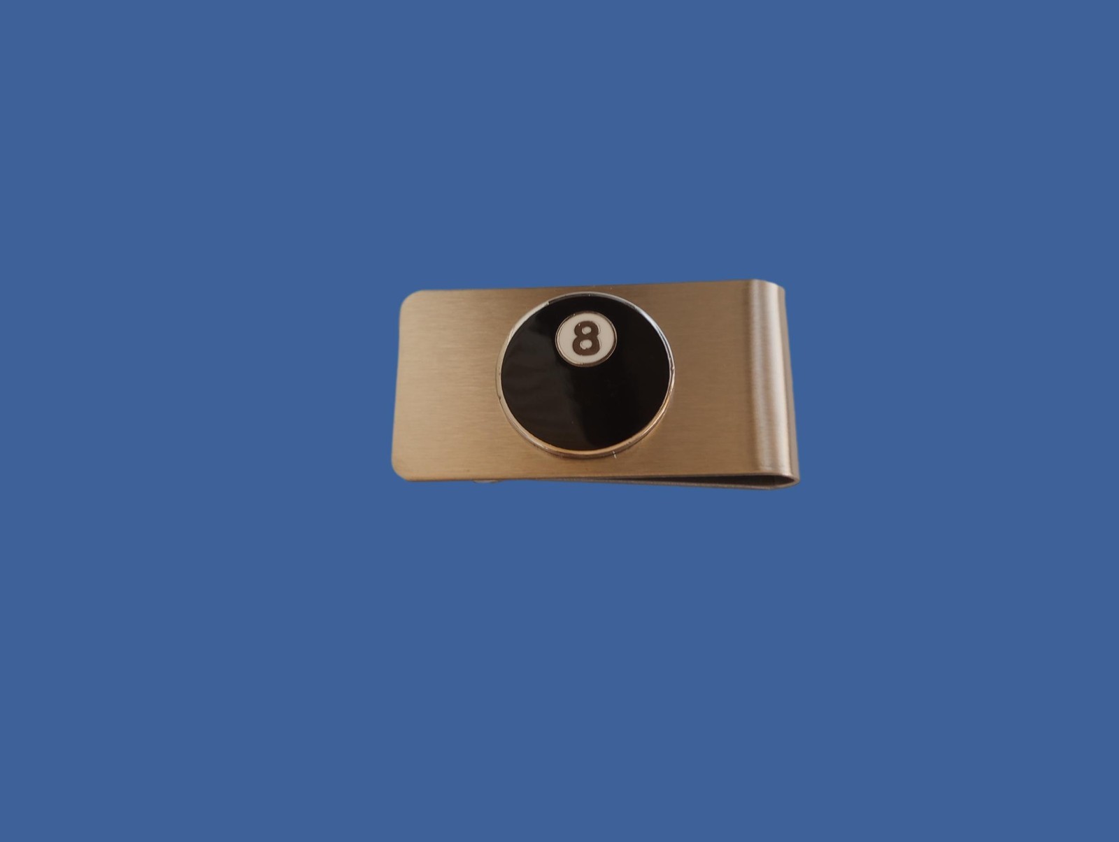 8 BALL STAINLESS STEEL MONEY CLIP U.S.A MADE BILLIARDS EIGHT BALL POOL