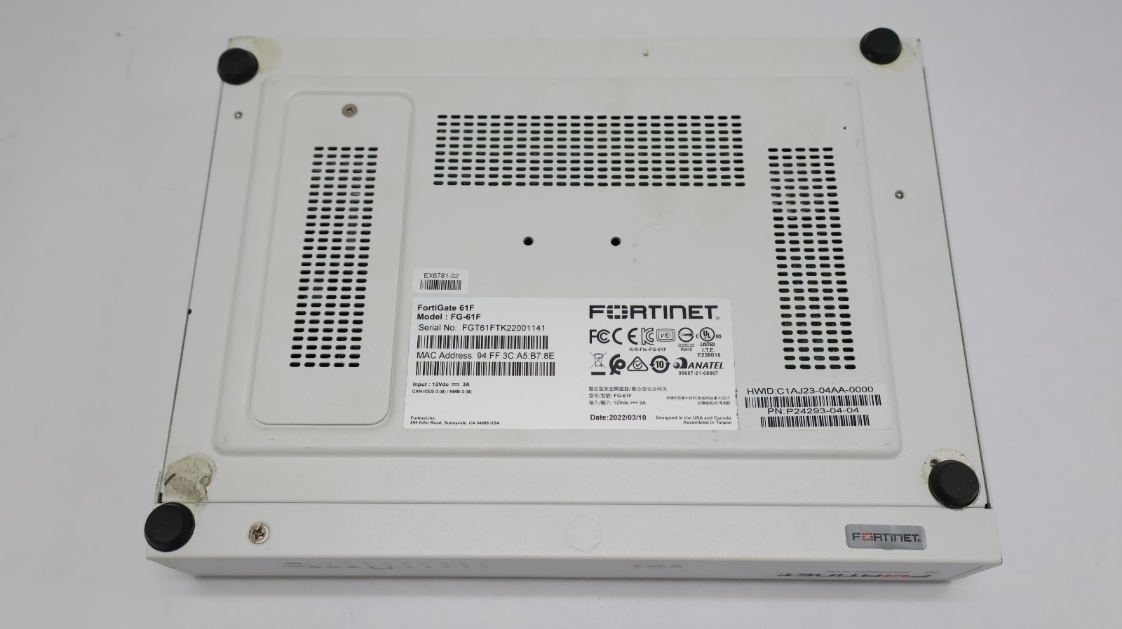 Fortinet FortiGate FG-61F Firewall Security Appliance - Used