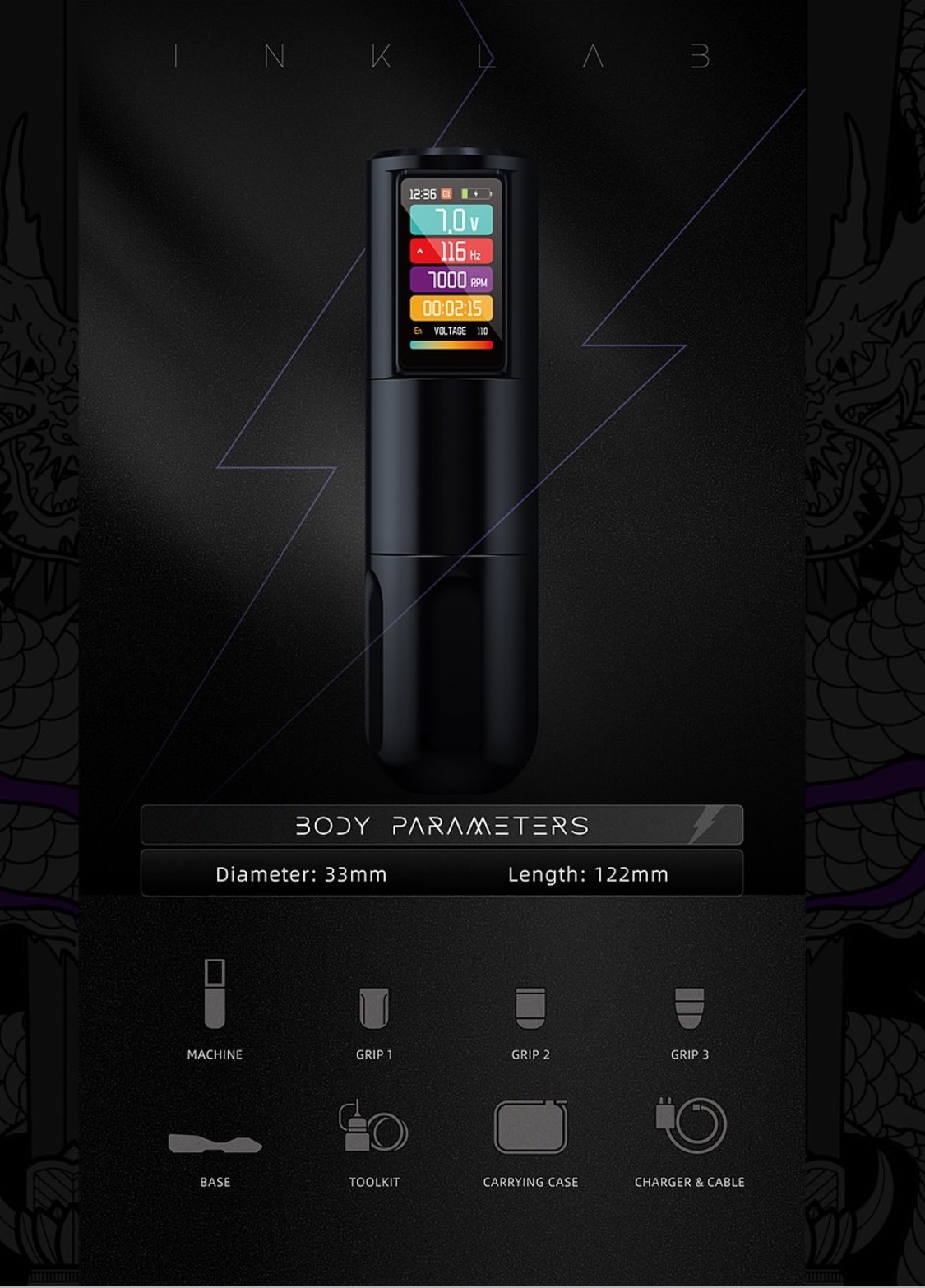 T7max Frequency Adjustable Wireless Tattoo Pen Machine