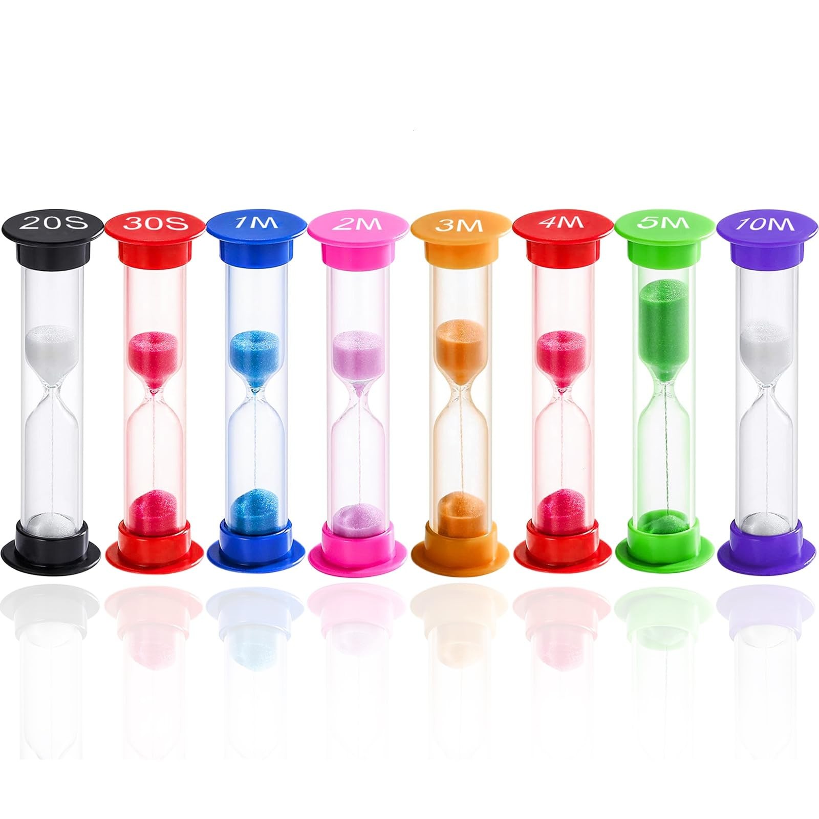 Sand Timer for Kids Set of 8 Small Different Colors & Time Hourglass Educational