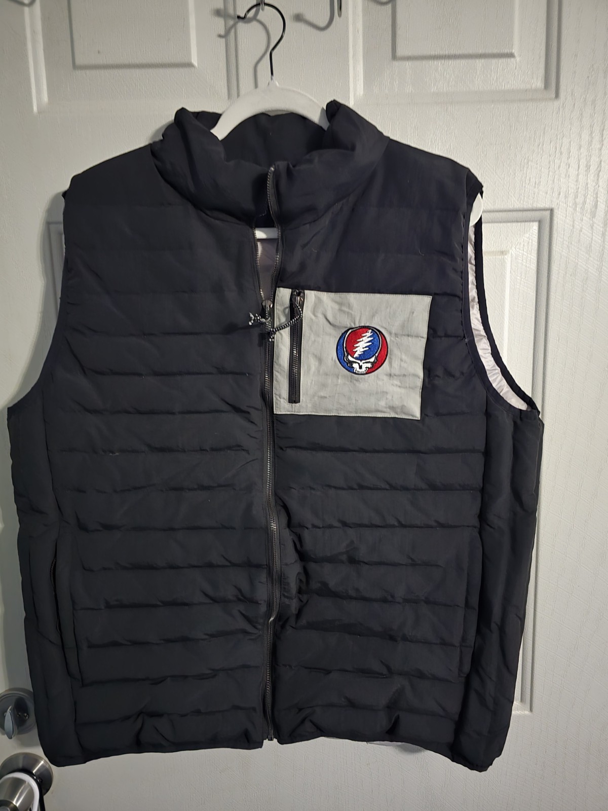 Grateful Dead x Section 119 Men's Black Puffer Vest XXL Steal Your Face Logo