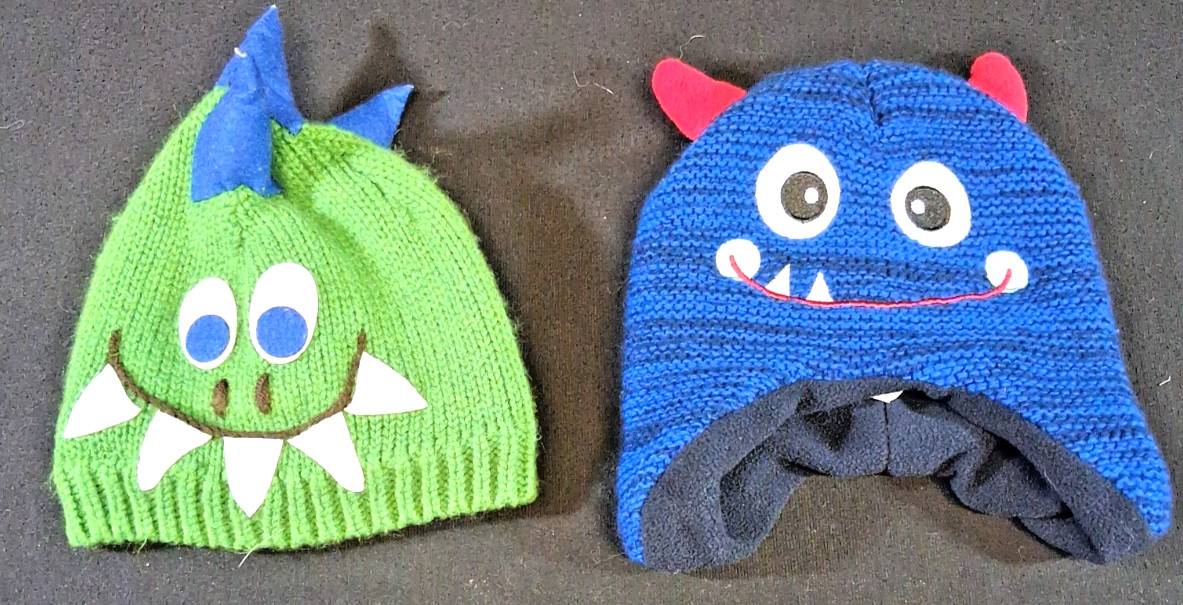 BOYS Kids One Size Monster Winter Hats Set Of 2