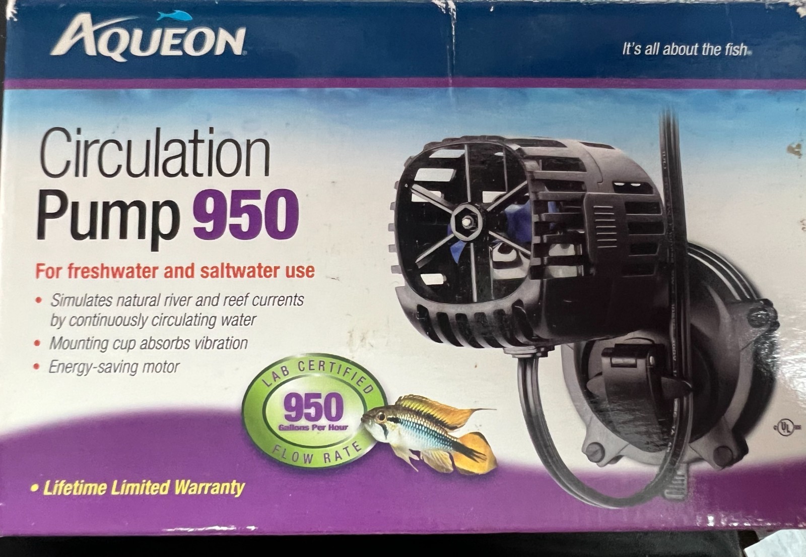 AQUEON Circulation Water Pump 950 for Freshwater & Saltwater Aquariums 1339/OB