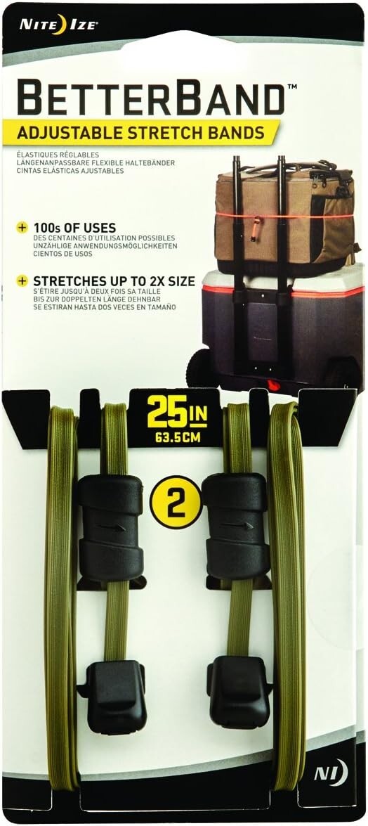 Pack of 2 Nite Ize BetterBand 25" Army Green Adjustable Tie Down Stretch Band
