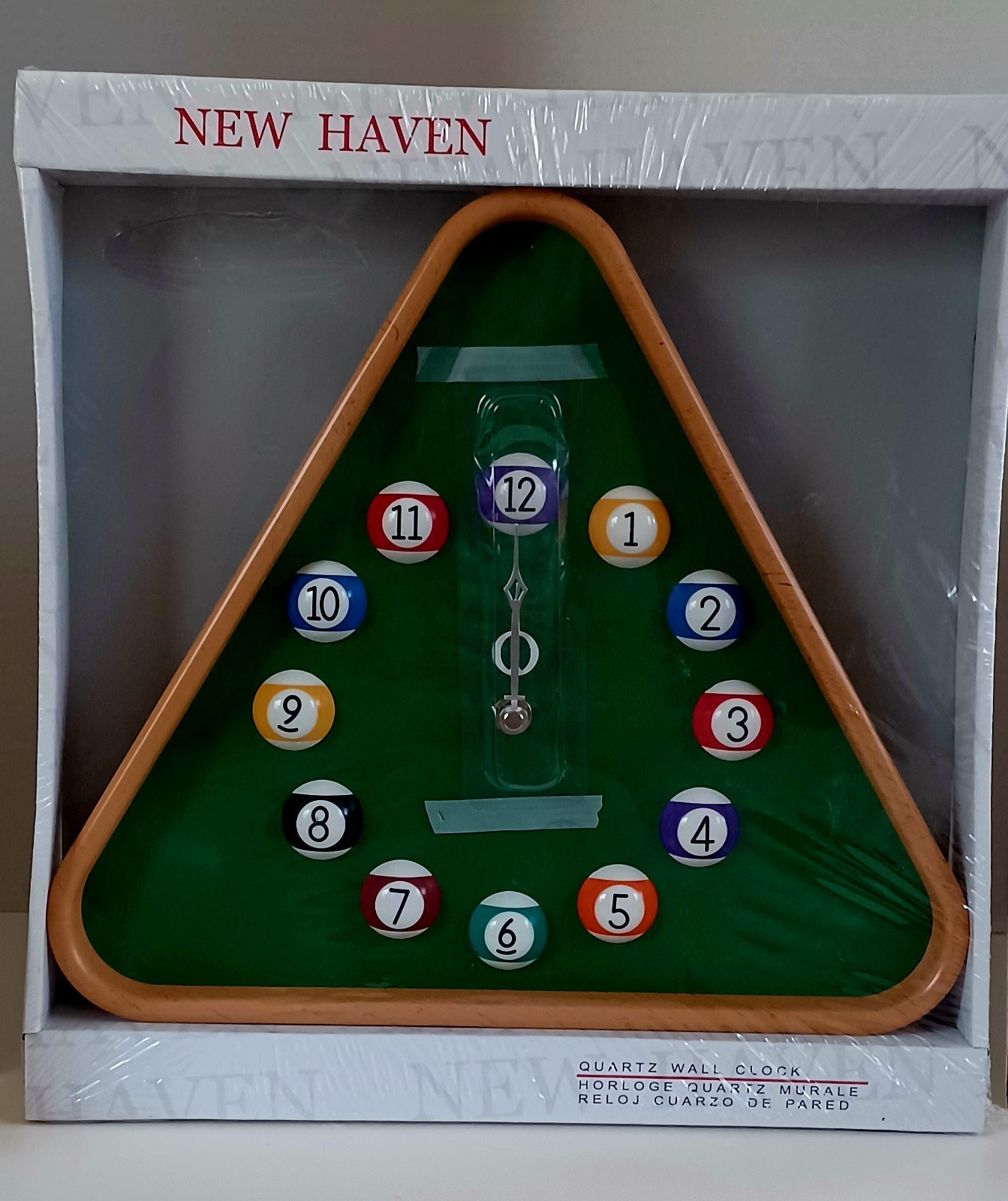 Billiards Pool Ball Clock - 12Inch Triangle Pool Table Cool Wall Clock