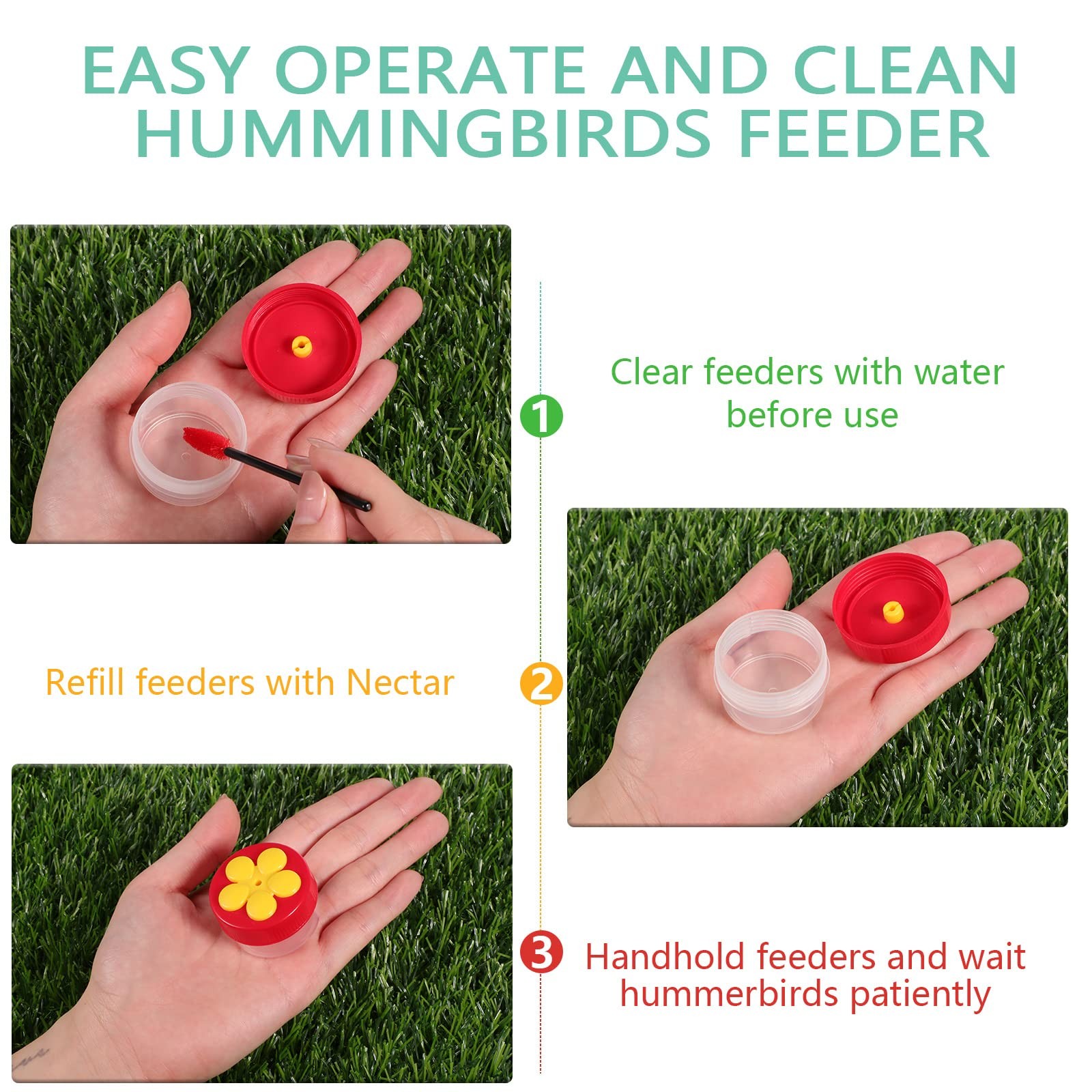 Hand Hummingbird Feeder 4 Pieces Window Flower Yellow,Red