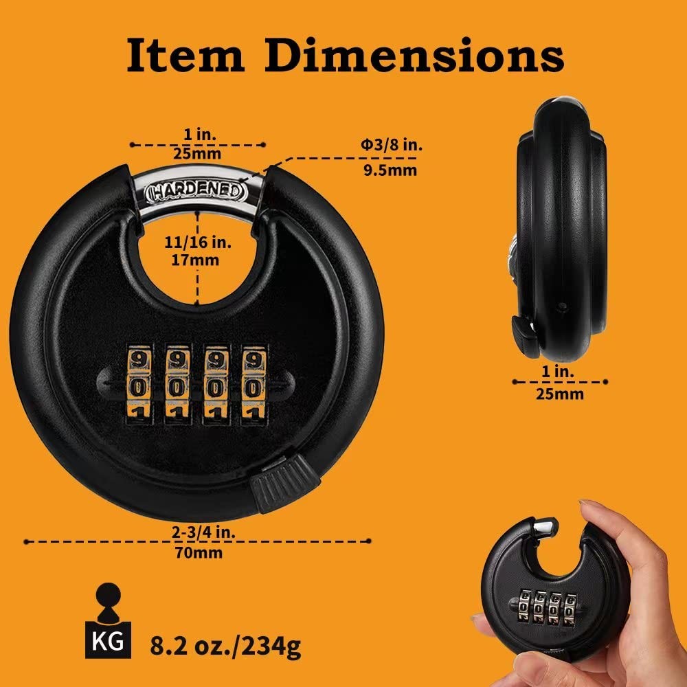 Wulalack 70Mm Weatherproof Combination Lock Disc Padlock Combination 4