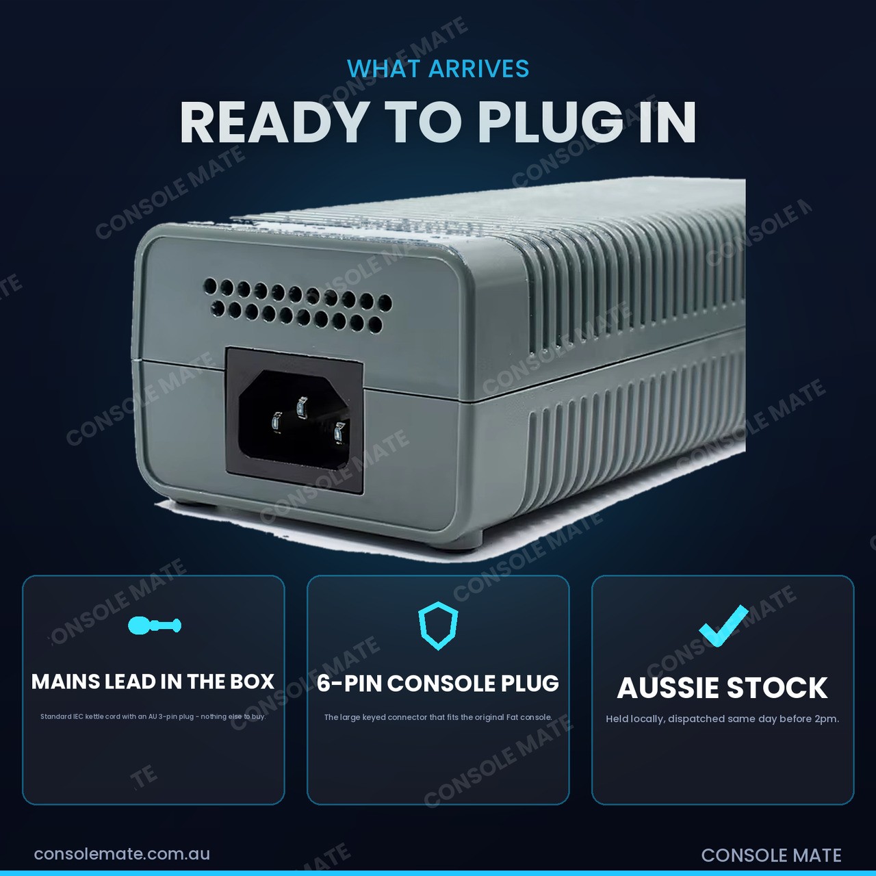 Xbox 360 Original AC Power Brick | 203W Replacement Console Supply | AU Plug New