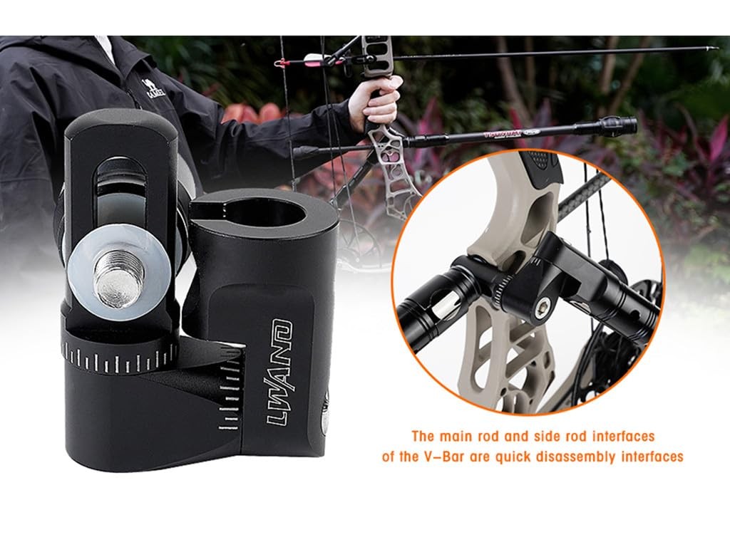 Adjustable V-Bar Mount Quick Disconnect Bow Rod Stabilizer for Archery