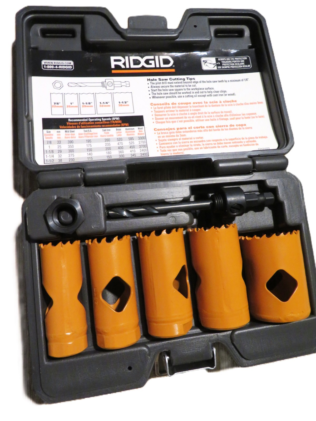 RIDGID 7039 6 Piece Bi-Metal Hole Saw Set Cobalt Industrial Grade Steel USA