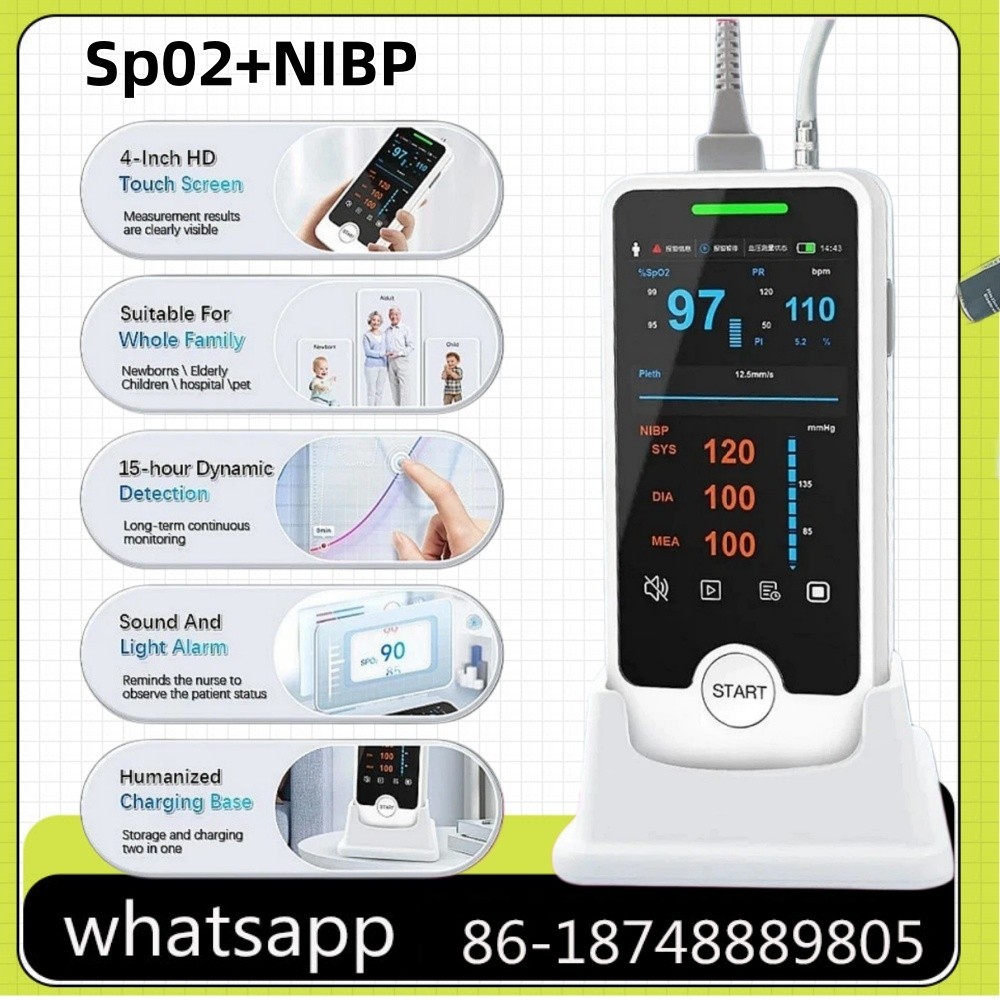 Handheld 4" Vital Sign Patient Monitor PR, SPO2 & NIBP, blood pressure monitor