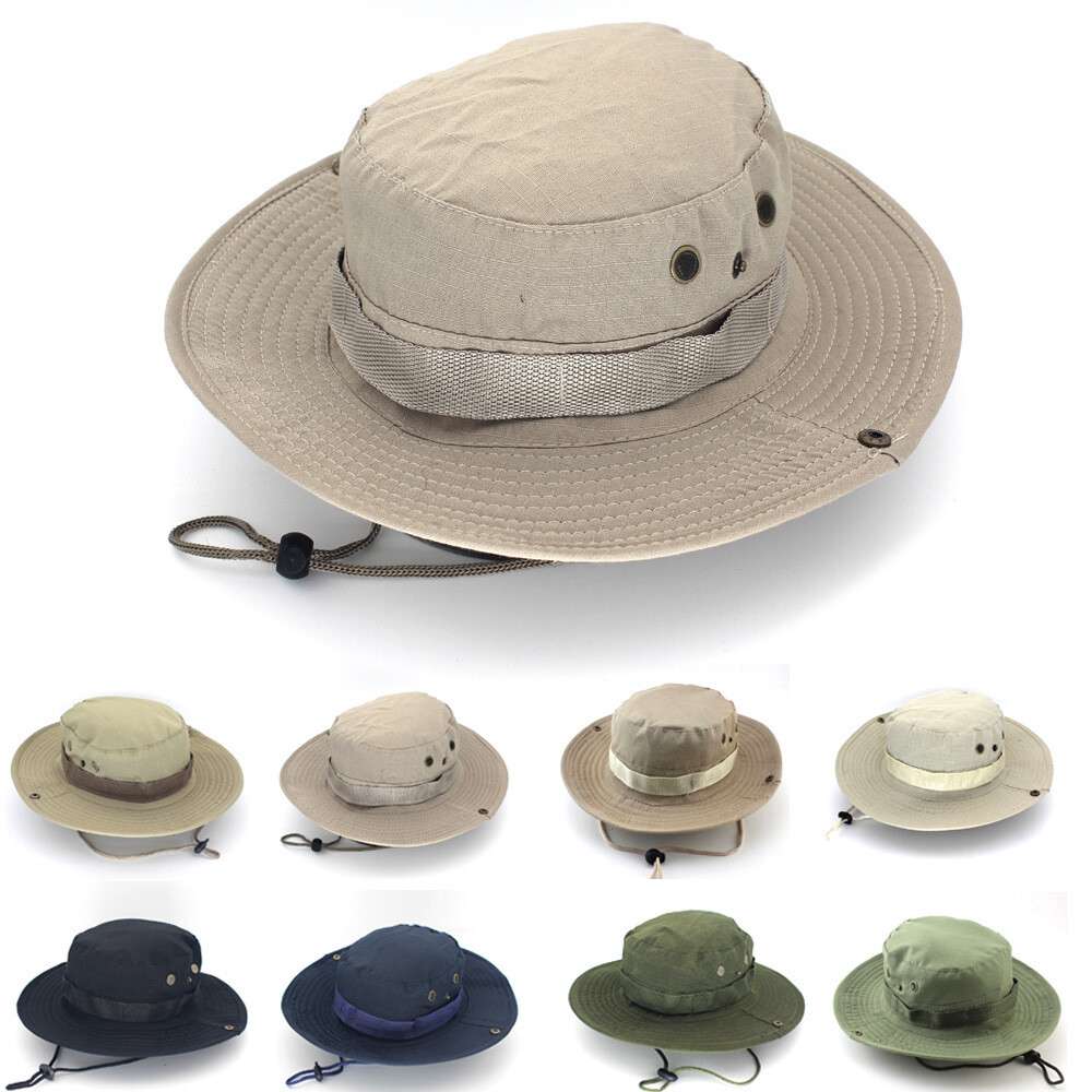 Tactical Boonie Hat Military Camo Bucket Wide Brim Sun Fishing Bush Booney Cap