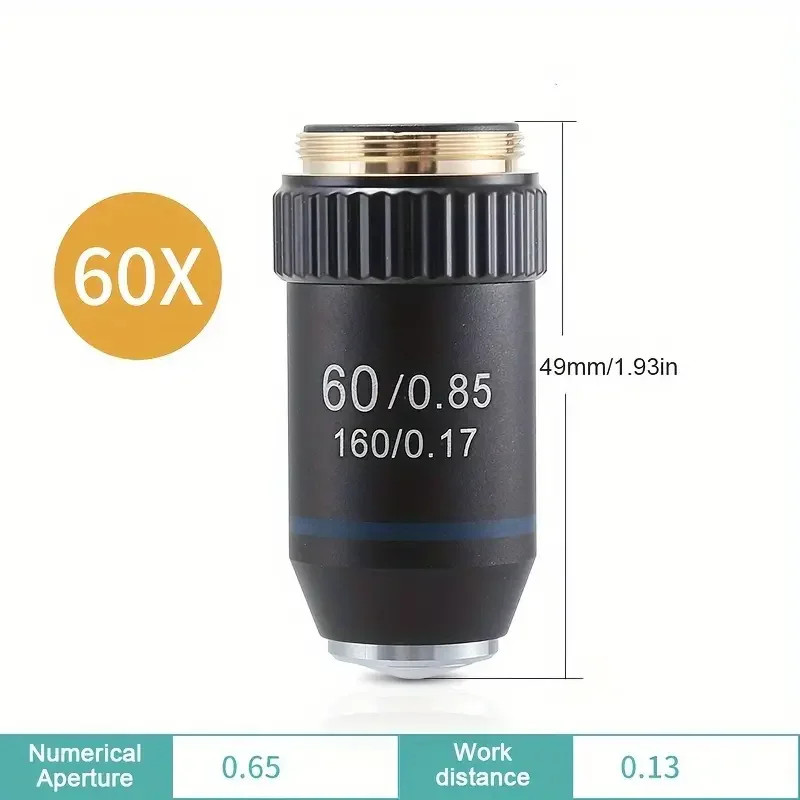 195 Achromatic Objective Lens 60X Spring-loaded RMS 20.2mm for Microscope