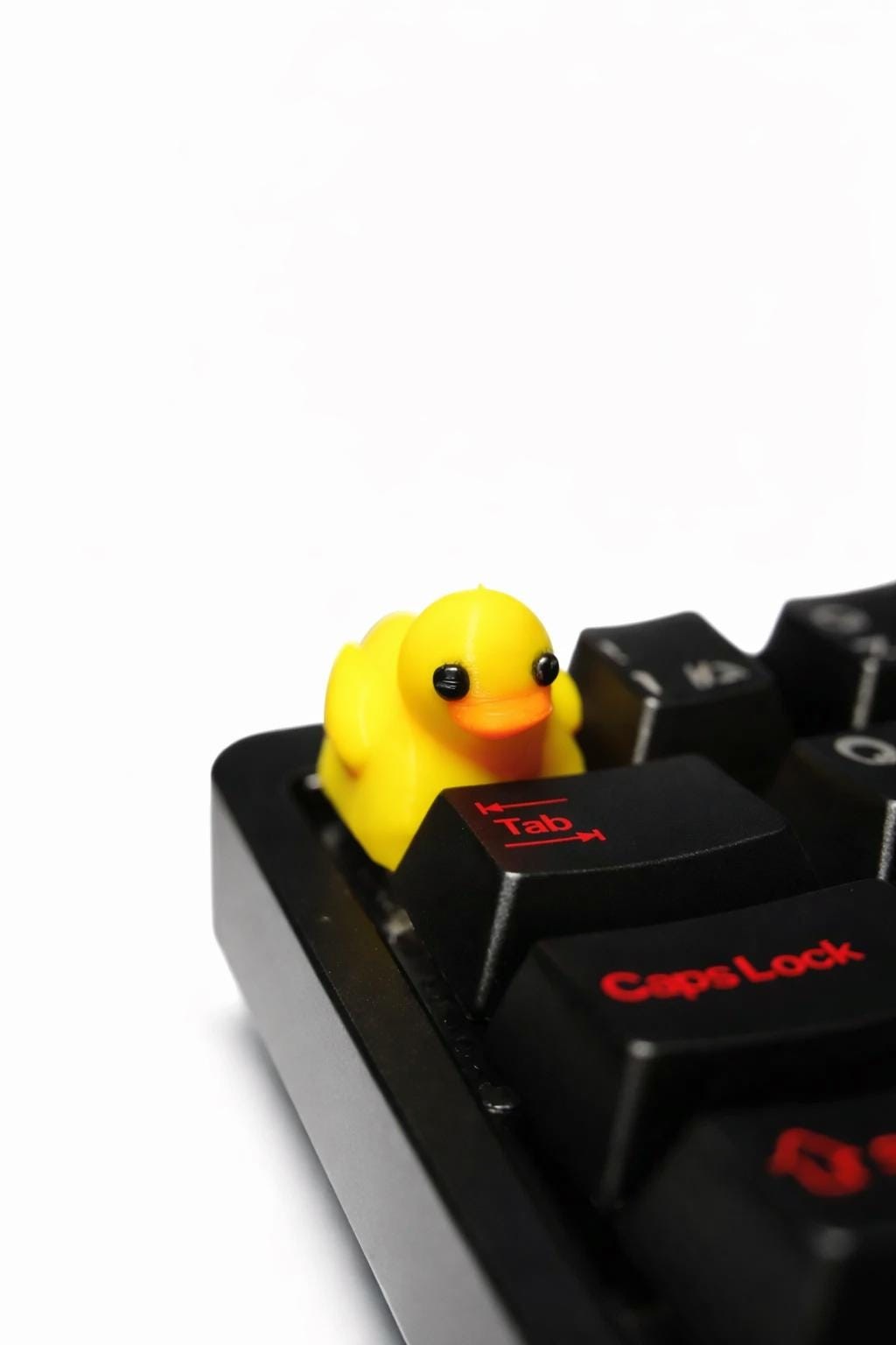 Rubber Duck Artisan Keycap Cute Keyboard Charm, Bright Yellow with Glossy Black