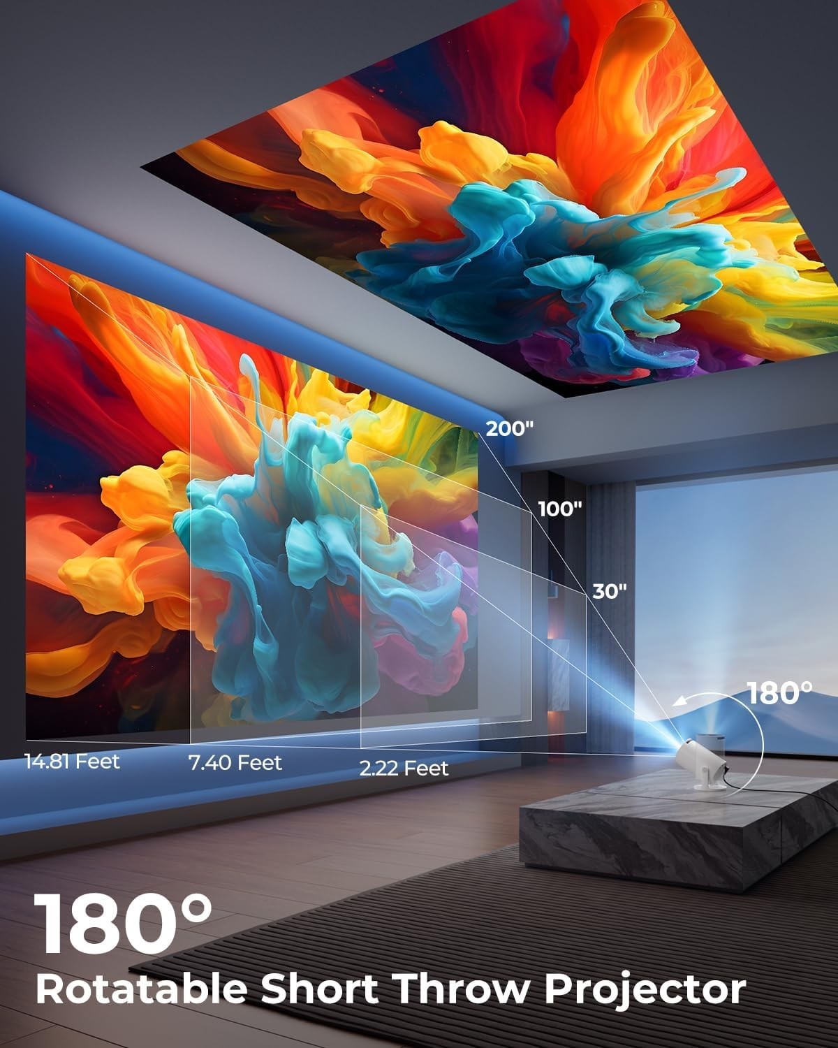 Mini Projector with WiFi and Bluetooth, Built-in Apps, Smart Portable Project...