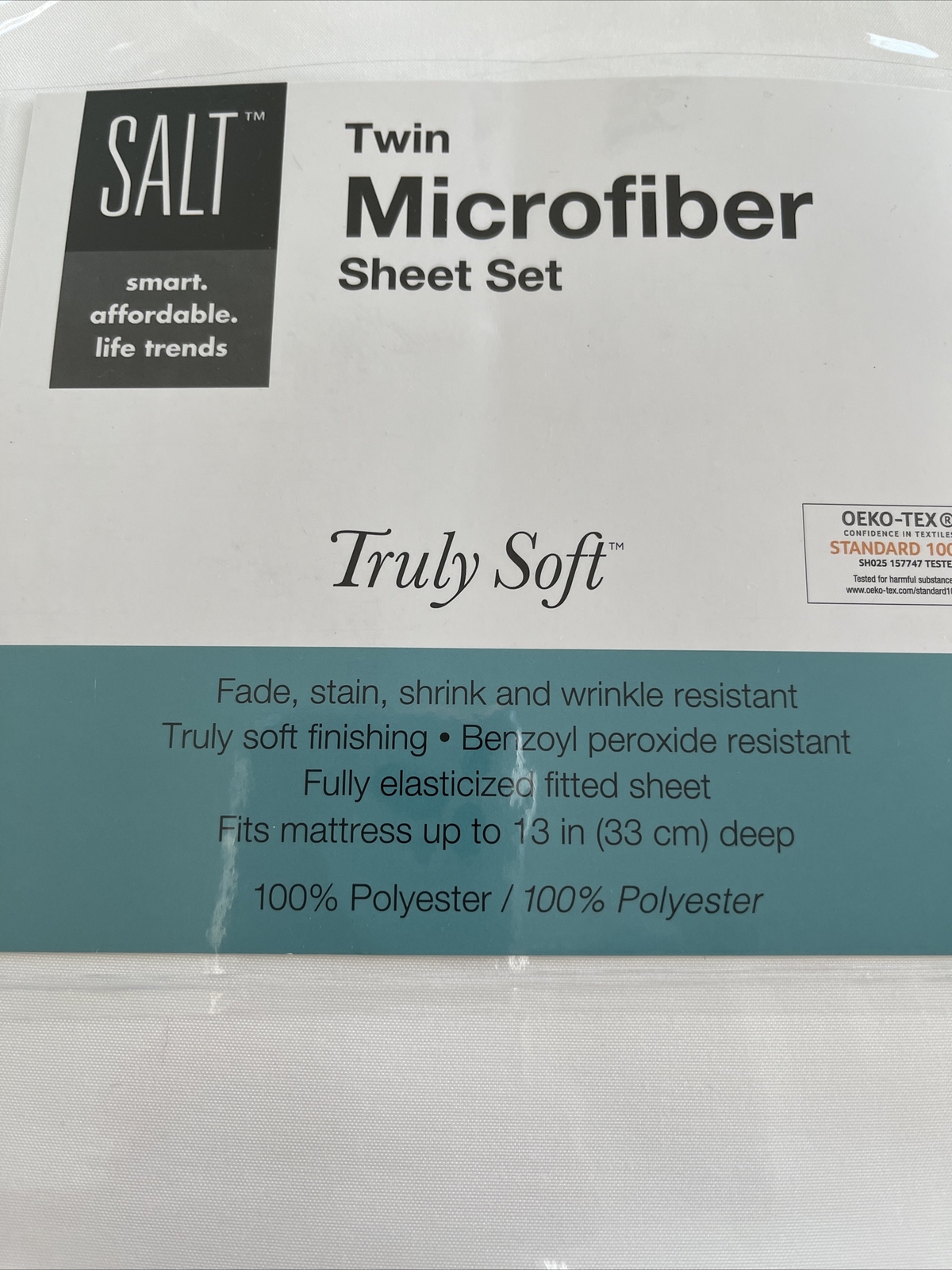 SALT Twin Microfiber Sheet Set in White | New Original Package