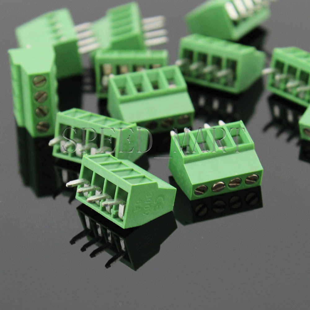 100 pcs 4 poles/4 Pin 2.54mm 0.1'' PCB Universal Screw Terminal Block Connector