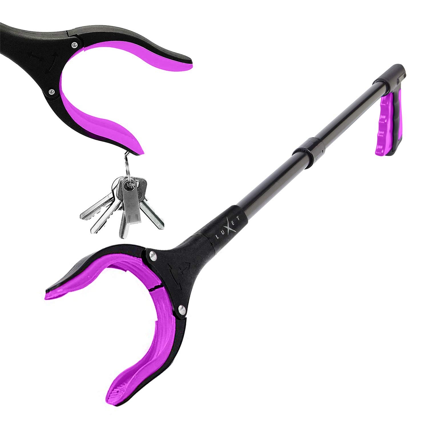 Grabber Reacher Tool - Long 32 Inch (Pink) Aluminum 1 Count (Pack of 1), Pink