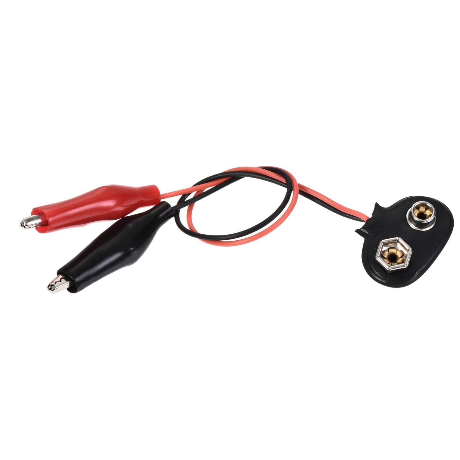9V Battery Snap Connector to Insulated Dual Alligator Clips 13cm Length 3 Pcs