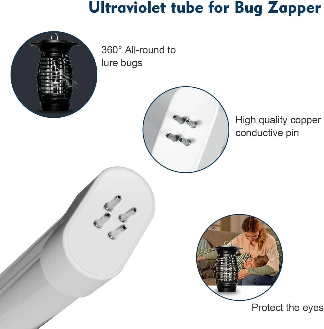 Bug Zapper Light Bulb Replacement for 15W Bug Zapper with 4-Pin Base - 2 Pack